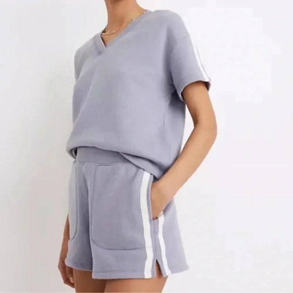 Madewell MWL AiryTerry Cocoon Hoodie Sweatshirt Zip Up Shorts Set Purple XS - Picture 8 of 14